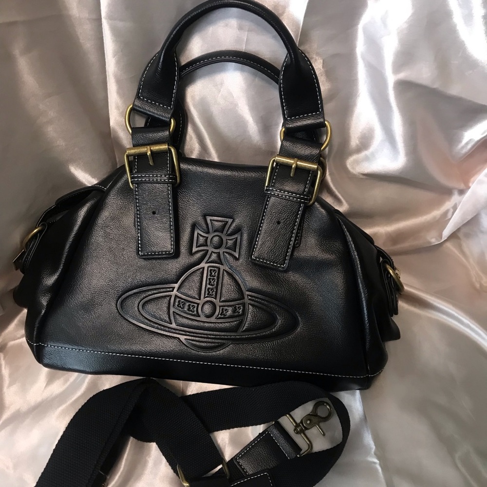 Vivienne Westwood Black Vegan Leather Handbag shoulder bag - Picture 2 of 13